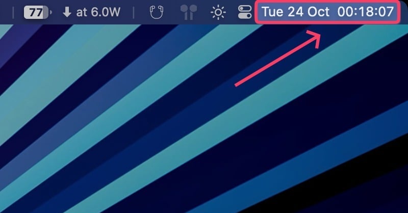 clique na data/hora para revelar o centro de notificações
