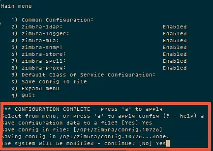 Appliquer toute la configuration