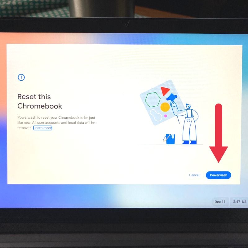 ロックされたChromebookのためのパワーウォッシュオプション
