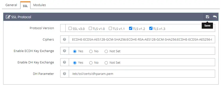 OpenLiteSpeed SSL-Protokolle
