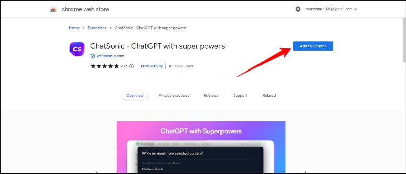 imagem mostrando a extensão chatsoni