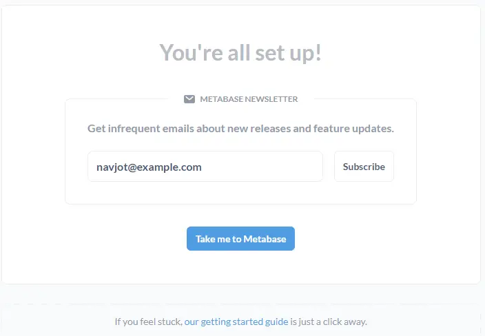 Configurazione di Metabase completata