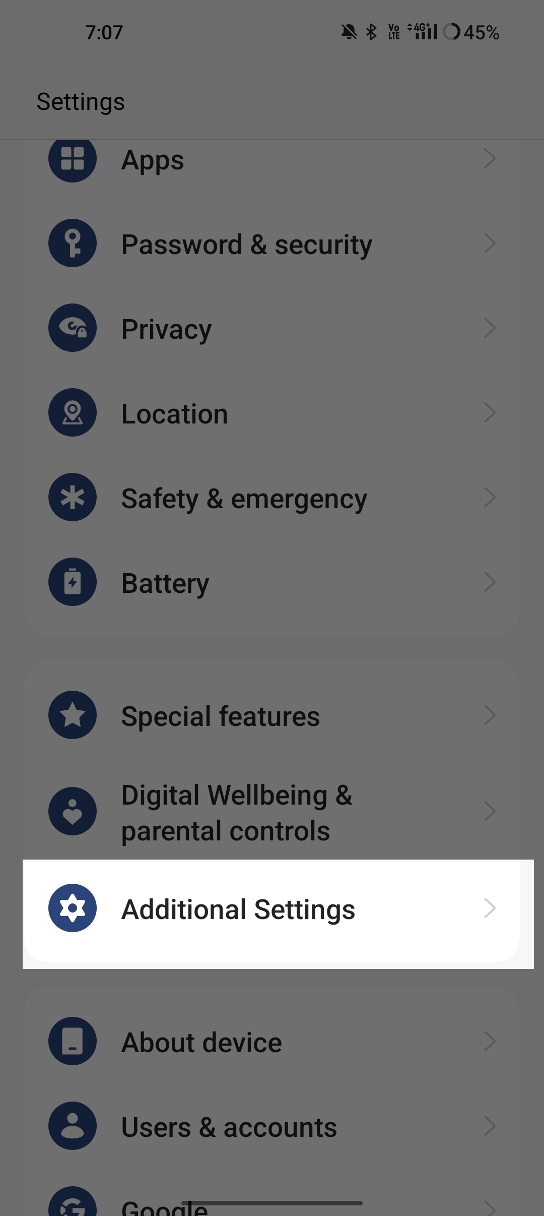configuración adicional del sistema