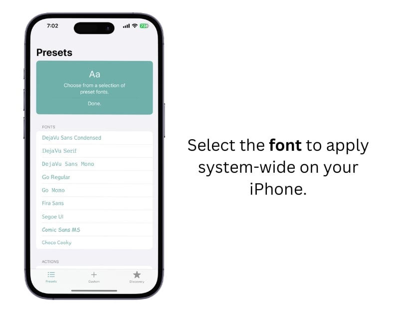 seleziona il font e applica a livello di sistema