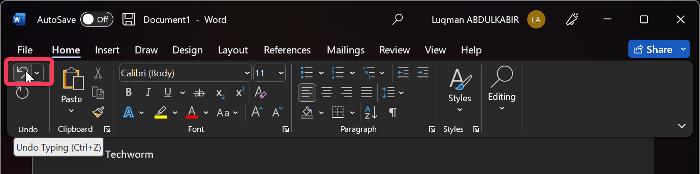Rückgängig und Wiederherstellen auf Windows-Computer ohne Tastatur
