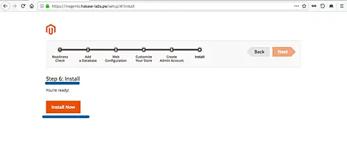 Inizia l'installazione di Magento