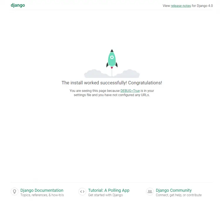 Page d'accueil de Django
