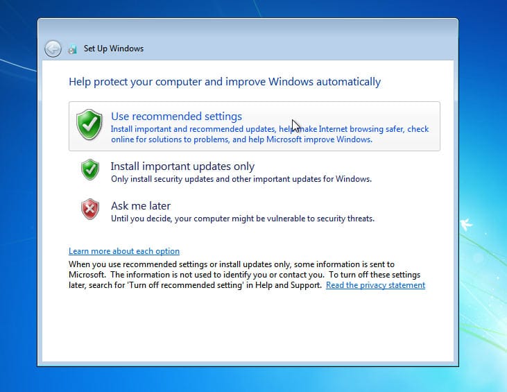 Windows 7 Update-Einstellungen