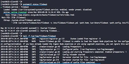 Filebeat está em funcionamento