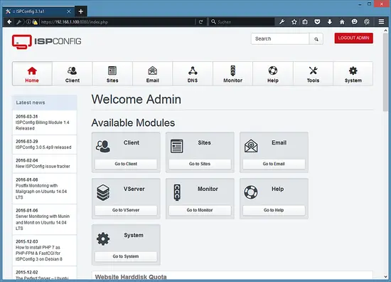 Dashboard ISPConfig