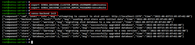 sensuバックエンドを初期化