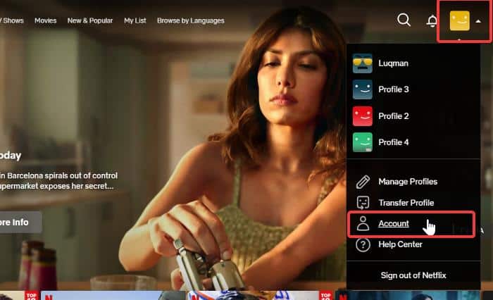 Impostazioni dell'account Netflix