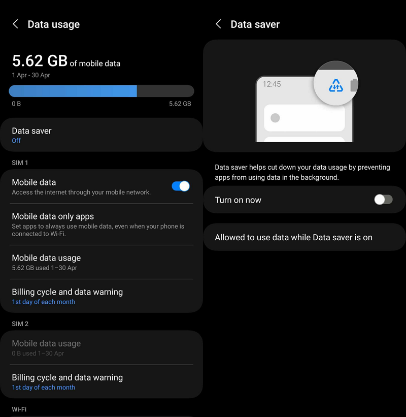 disattiva risparmio dati su android