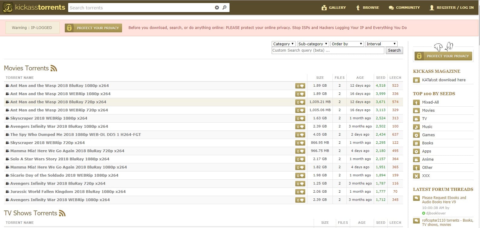 kickasstorrents- Meilleurs sites de torrent