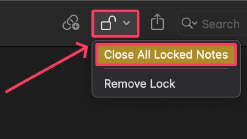 ロックされたノートを閉じる