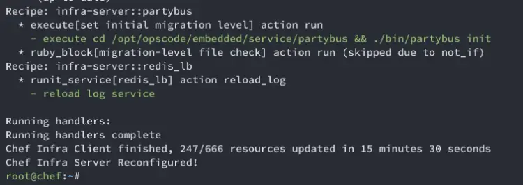 reconfiguration serveur chef terminée