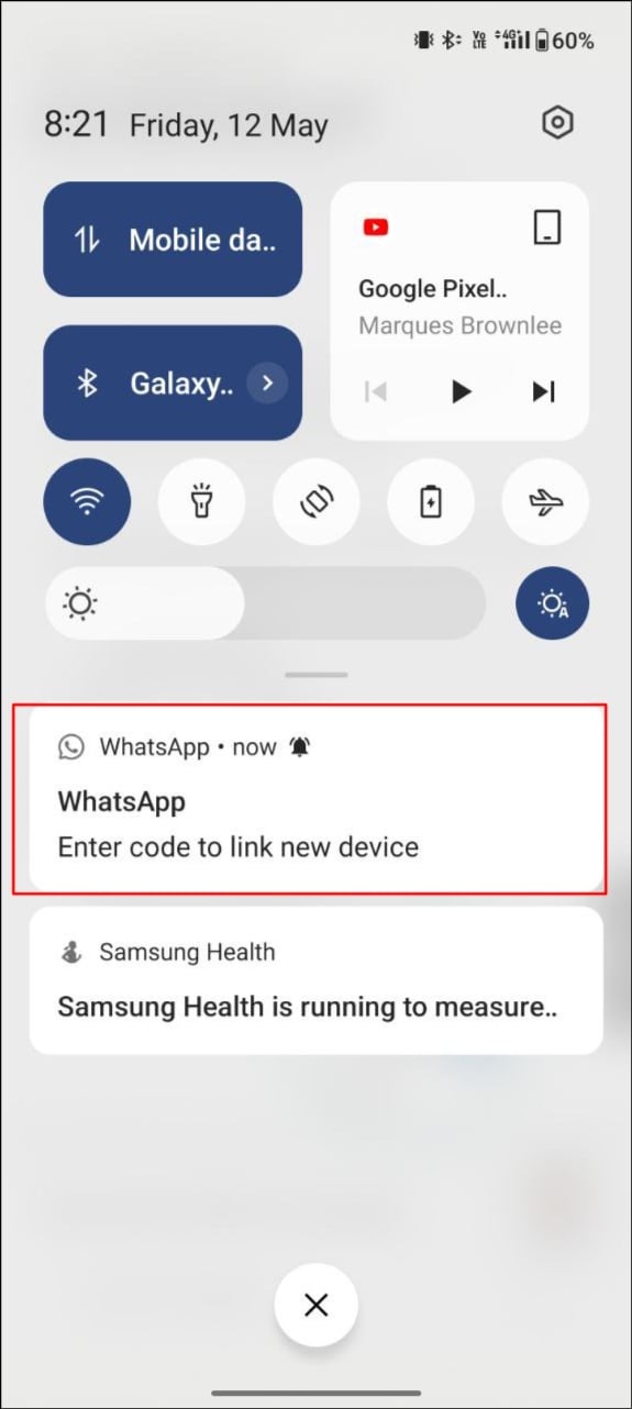 уведомление о подключении whatsapp на мобильном