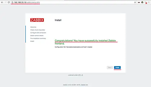 Zabbix installato con successo