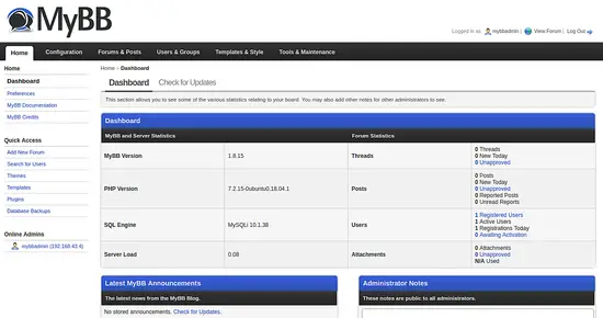 MyBB Forum-Dashboard
