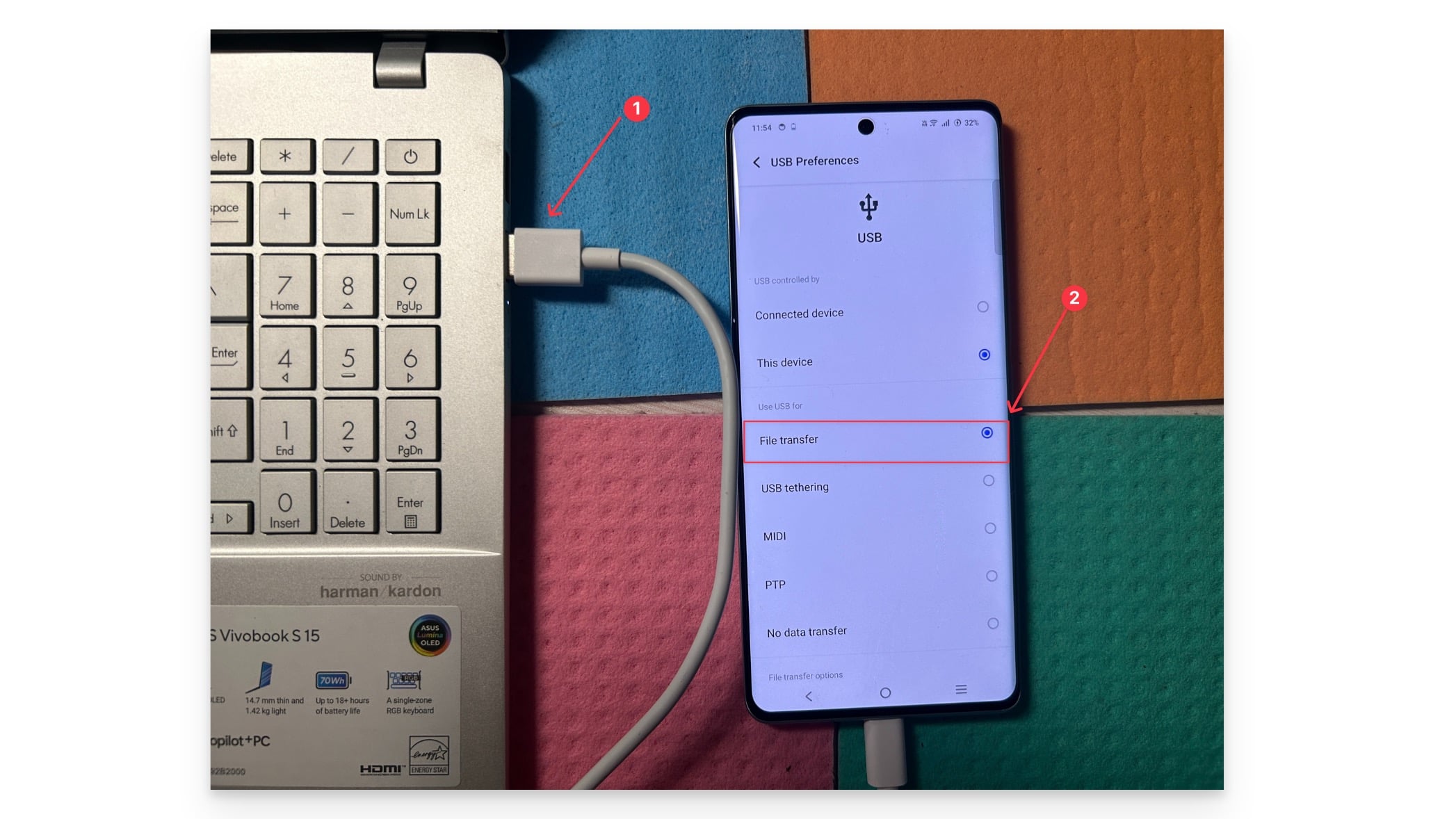 conectar seu móvel ao pc e definir para transferência de arquivos