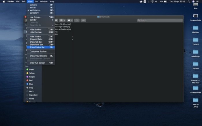 show status bar