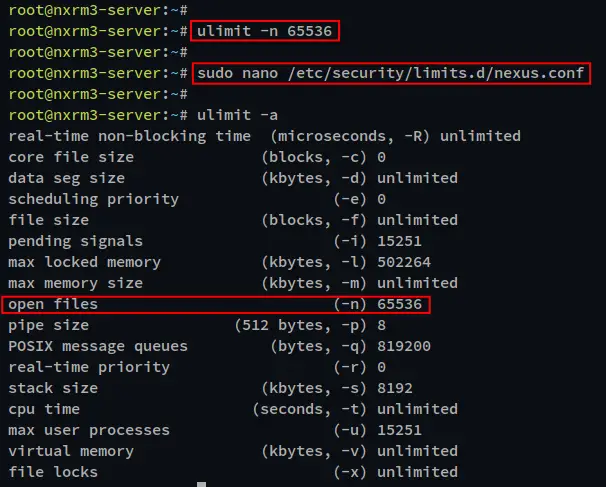 configurar ulimit