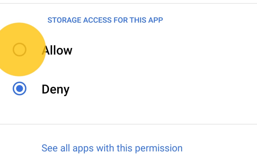 разрешить разрешения на хранилище для приложения gmail