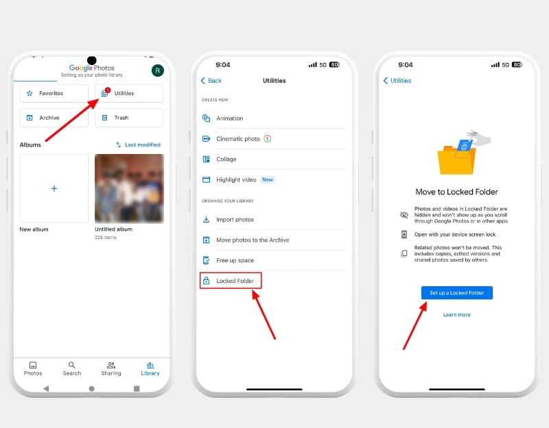 configuration du dossier verrouillé google photos