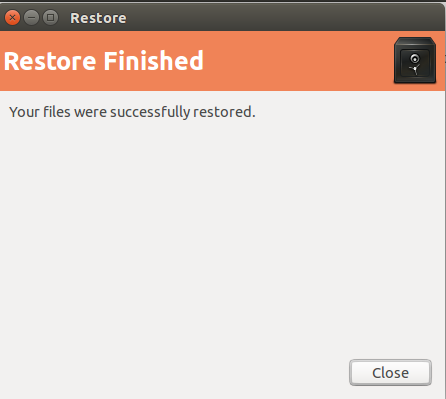 Files restores successfully