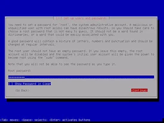rootパスワードの入力