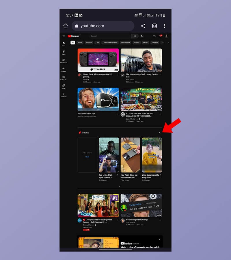 скрыть панель youtube shorts как скрыть youtube shorts
