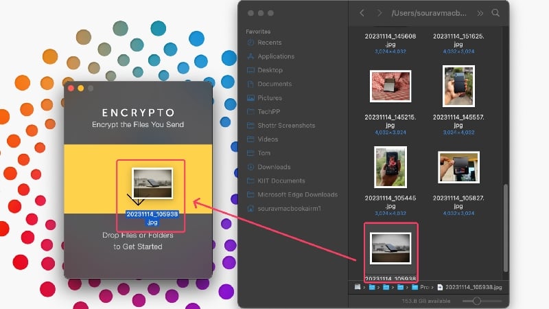 Encryptoにファイルをドラッグ