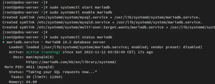 iniciar habilitar verificar mariadb