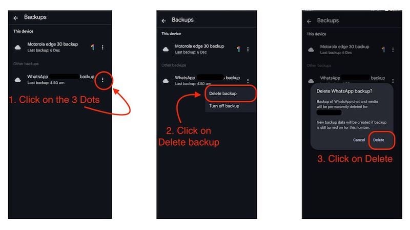 удалить старую резервную копию whatsapp