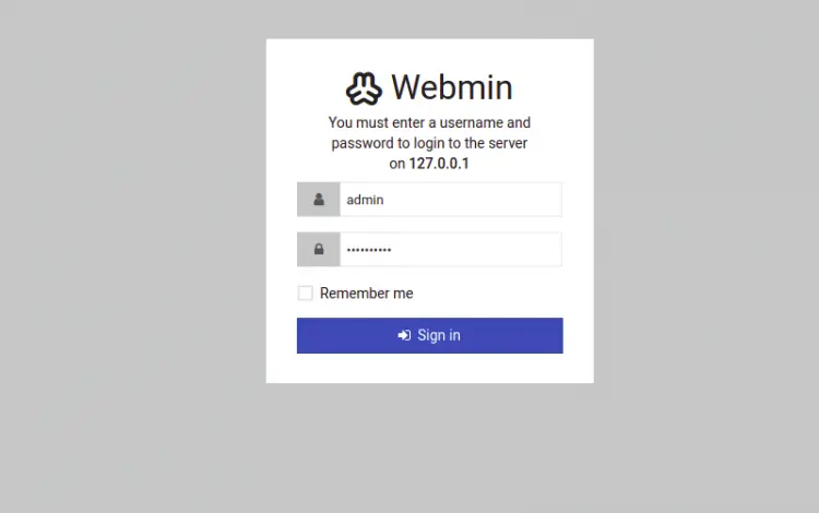 Webmin-Anmeldung