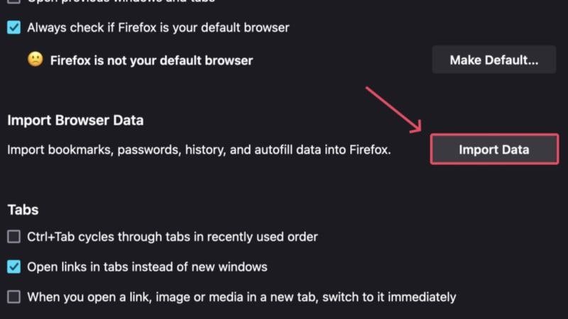 importar datos del navegador a firefox