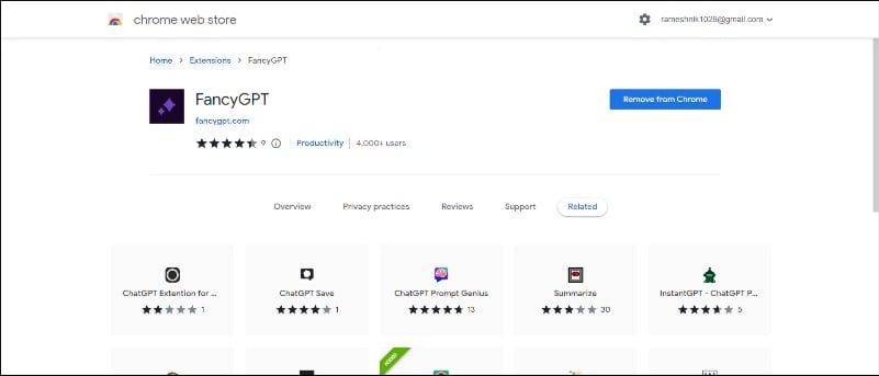 imagem mostrando a extensão fancy gpt