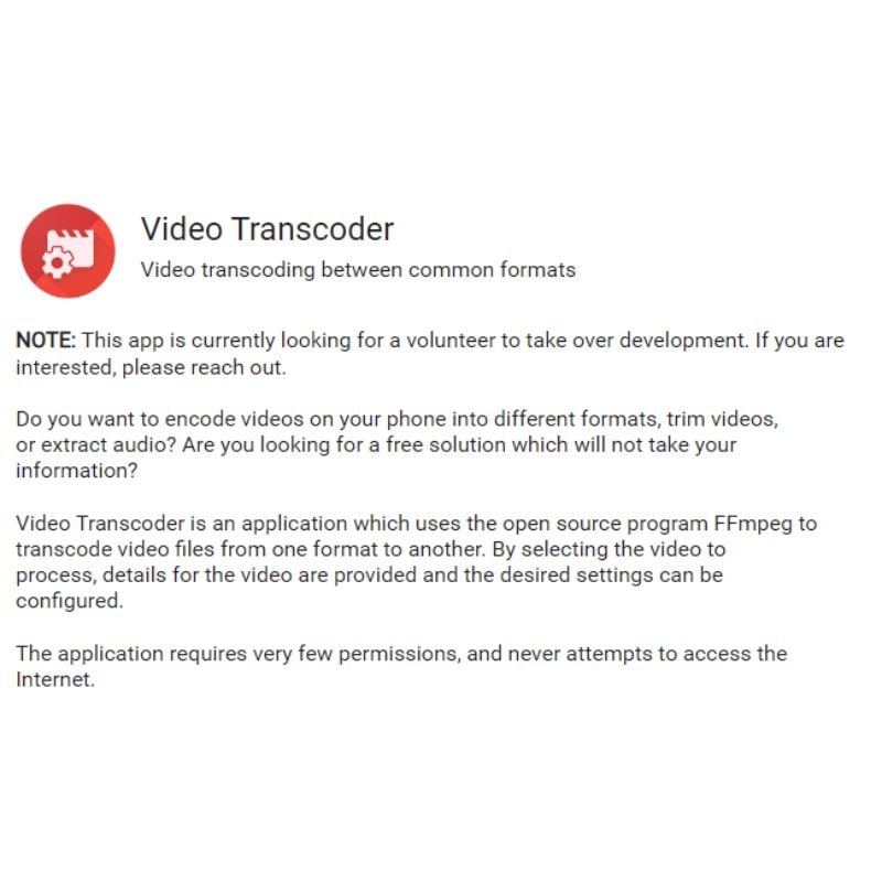 Android用Video Transcoderアプリケーション