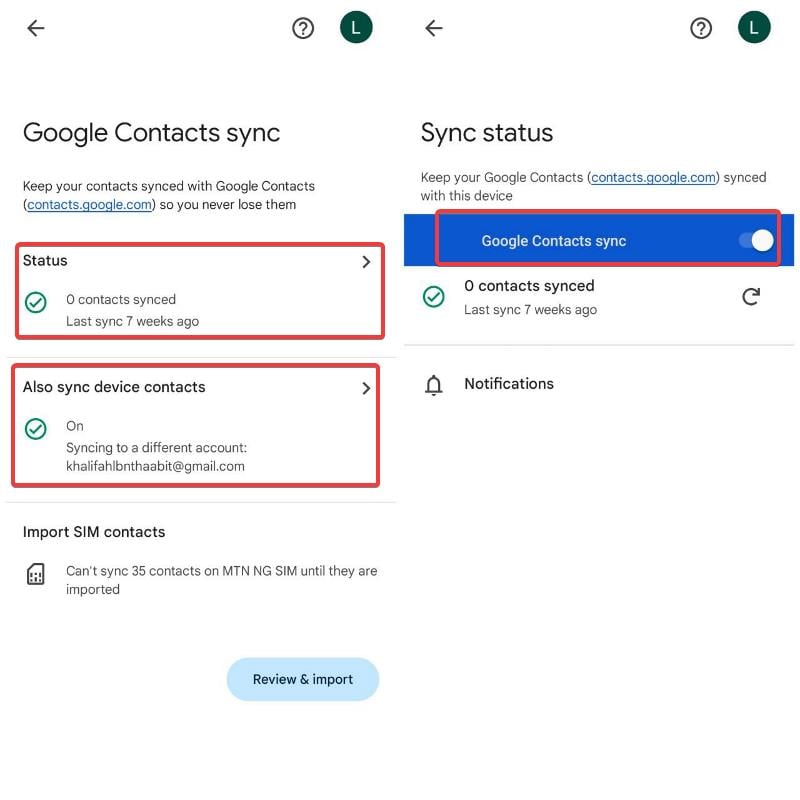 google連絡先を同期