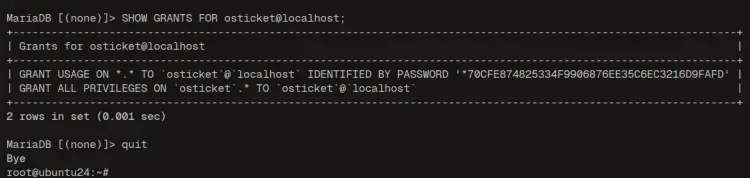 mostrar privilegios de db